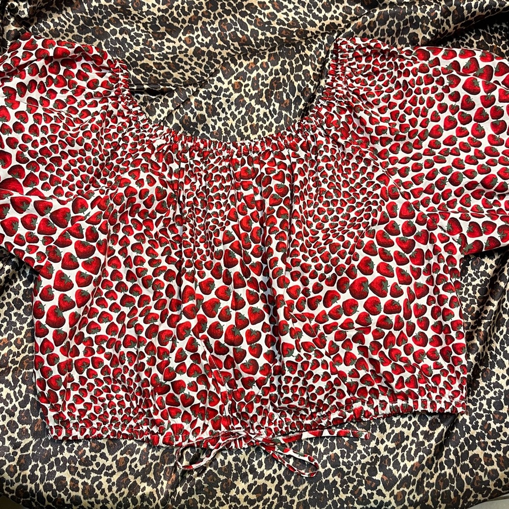 J.Crew Strawberry Cinched-waist Poplin Crop Top - Picture 3 of 16